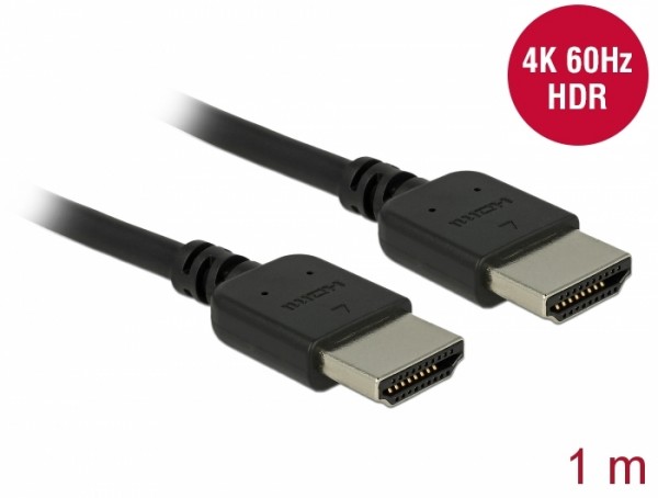 Premium HDMI Kabel 4K 60 Hz, schwarz, 1 m, Delock® [85215]