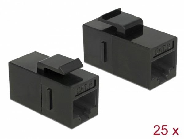 Keystone Modul RJ45 Buchse > RJ45 Buchse Cat.6 UTP schwarz 25 Stück, Delock® [86629]