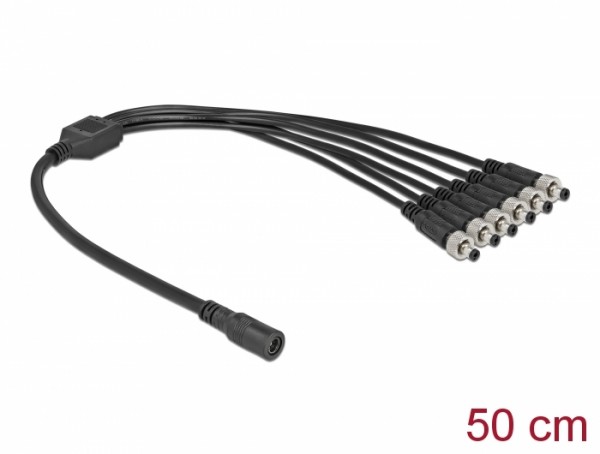 DC Verteilerkabel 5,5 x 2,1 mm 1 x Buchse zu 6 x Stecker verschraubbar, Delock® [86591]