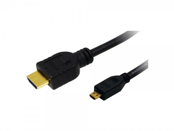 High-Speed-HDMI®-Kabel mit Ethernet, Standard Stecker (Typ A) auf Micro Stecker (Typ D), 2m, LogiLink® [CH0032]