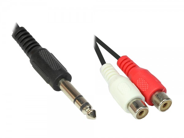 Audio Adapterkabel 6,3mm Stereo St. an 2 x Cinch Buchse, Länge: 0,2m, Good Connections®