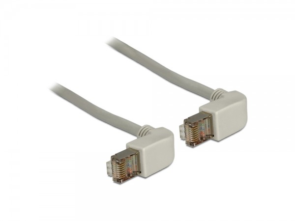 Patchkabel, Cat. 5e, S/FTP, beidseitig 90° nach unten gewinkelt, grau, 0,5m, Delock® [83510]