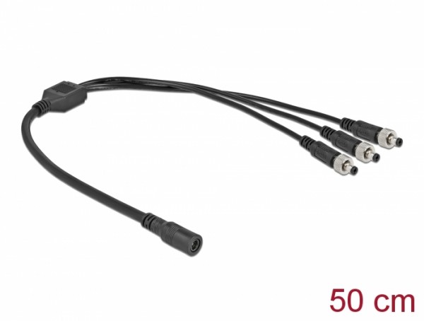 DC Verteilerkabel 5,5 x 2,1 mm 1 x Buchse zu 3 x Stecker verschraubbar, Delock® [86572]