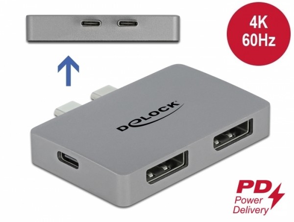 Dual DisplayPort Adapter mit 4K 60 Hz und PD 3.0 für MacBook , Delock® [64001]