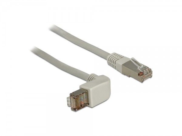 Patchkabel, Cat. 5e, S/FTP, einseitig 90° nach unten gewinkelt, grau, 1m, Delock® [83515]