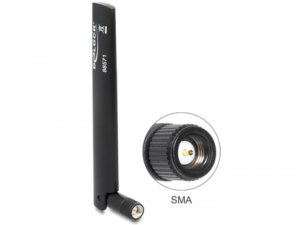 LTE Antenne SMA -0,8 ~ 3,0 dBi omnidirektional mit Kippgelenk, schwarz, Delock® [88571]