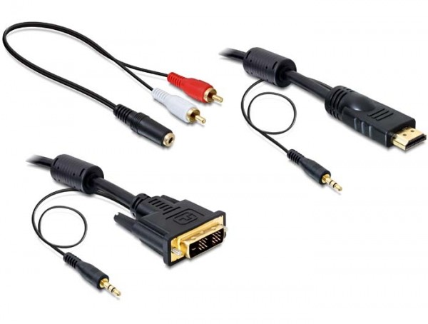 DVI 18+1-> HDMI Anschlusskabel mit Audio, 2m, Delock® [84455]