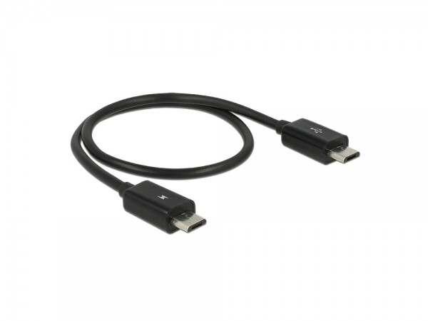 Power Sharing Kabel USB 2.0 Micro Stecker B an Micro USB-B Stecker OTG, schwarz, 0,3m, Delock® [83570]