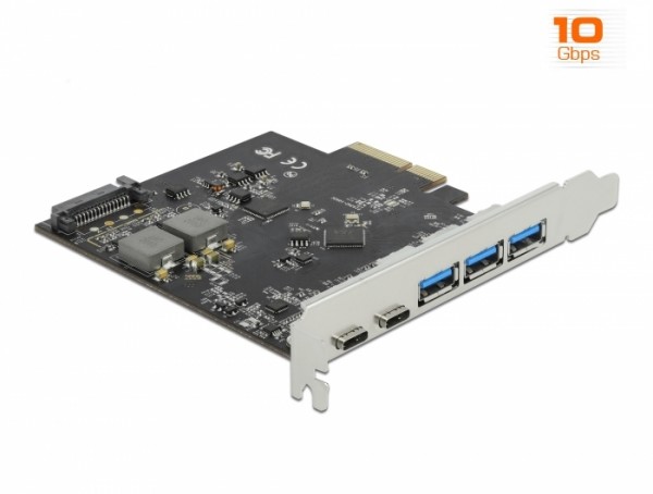 PCI Express x4 Karte zu 2 x USB Type-C™ + 3 x USB Typ-A - SuperSpeed USB 10 Gbps, Delock® [89064]