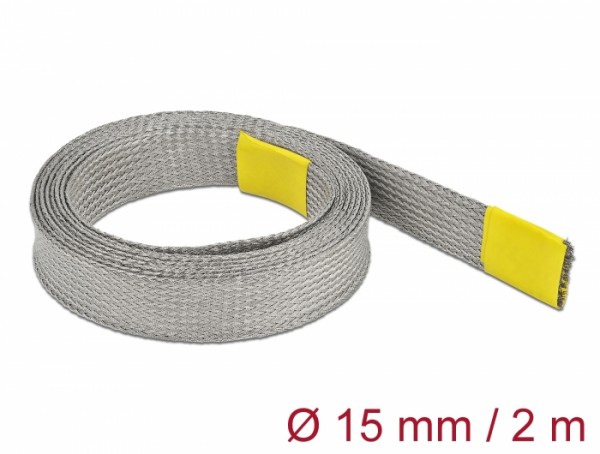 Geflechtschlauch zur EMV Abschirmung dehnbar 2 m x 15 mm, Delock® [20789]