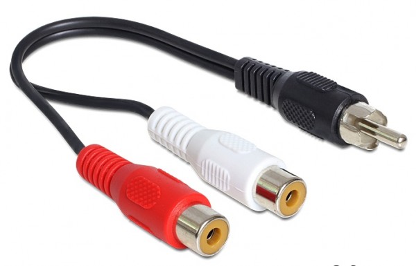 Audiokabel Cinch 2 x Buchse an Cinch 1 x Stecker 0,2 m, Delock® [84493]