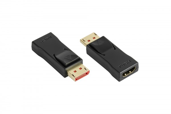 Adapter Displayport 1.4 Stecker an HDMI 2.0 Buchse, 4K / UHD @60Hz, vergoldete Kontakte, schwarz, Good Connections®