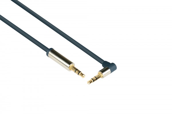 Audio Anschlusskabel SmartFLEX, High-Quality, 3-poliger 3,5mm Klinkenstecker an Klinkenstecker gewinkelt, dunkelblau, 3m, Good Connections®