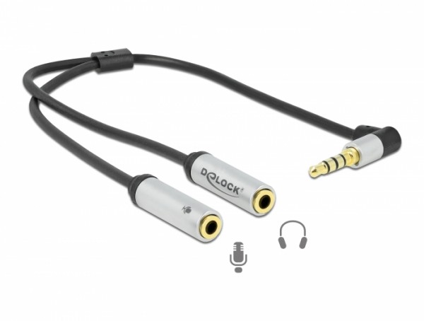Headset Adapter 1 x 3,5 mm 4 Pin Klinkenstecker zu 2 x 3,5 mm 3 Pin Klinkenbuchse (CTIA), Delock® [66437]