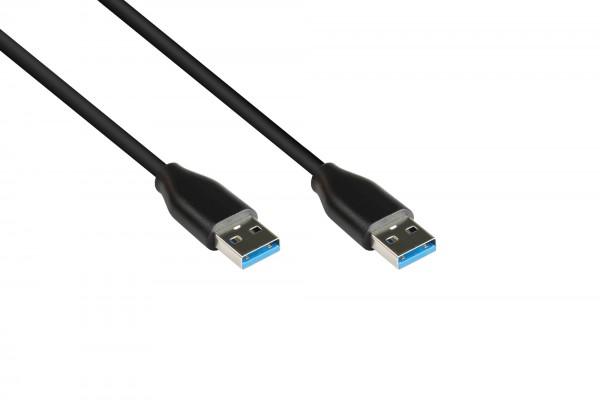 Anschlusskabel USB 3.2 Gen.2 (10GBit/s / 3A), Stecker A an Stecker A, CU, schwarz, 0,5m, Good Connections®