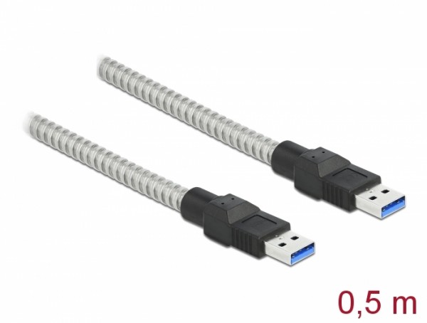 USB 3.2 Gen 1 Kabel Typ-A Stecker zu Typ-A Stecker mit Metallmantel 0,5 m, Delock® [86774]
