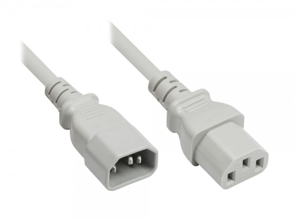 Kaltgeräteverlängerung C14 (gerade) an C13 (gerade), grau, 0,75mm², 1,8m, Good Connections®