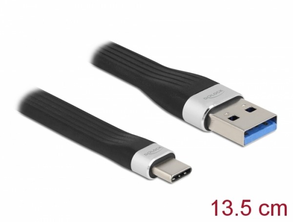 USB 3.2 Gen 1 FPC Flachbandkabel USB Typ-A zu USB Type-C™ 13,5 cm PD 3 A, Delock® [85771]