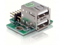 USB Pinheader Stecker an 2x USB 2.0 Buchse - oben, Delock® [41763]