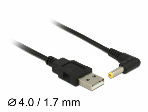 Stromkabel USB > DC 4,0 x 1,7 mm Stecker 90° 1,5 m, Delock® [85544]