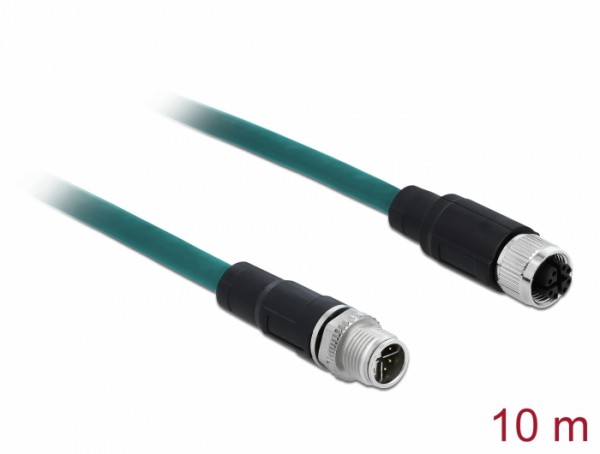 Netzwerkkabel M12 8 Pin X-kodiert Stecker zu Buchse PUR (TPU) 10 m, Delock® [87844]