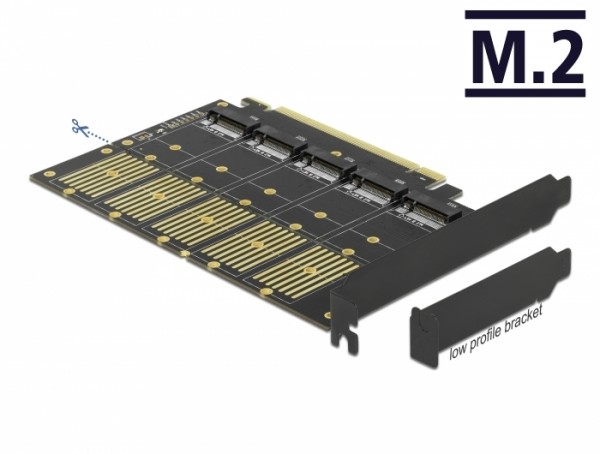 PCI Express x16 Karte zu 5 x intern M.2 Key B / SATA, Delock® [90435]