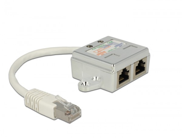 RJ45 Port Doppler 1 x RJ45 Stecker an 2 x RJ45 Buchsen (2 x ISDN), Delock® [65224]