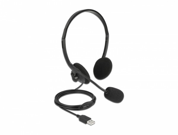 USB Stereo Headset mit Lautstärkeregler für PC und Notebook - Ultra-Leicht, Delock® [27178]