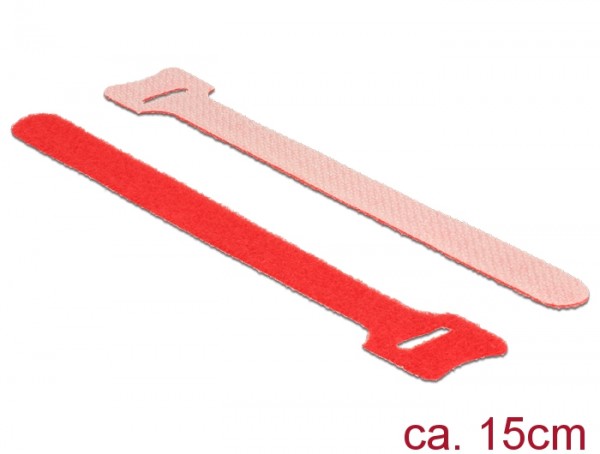 Klett-Kabelbinder L 150mm x B 12mm, 10 Stück, rot, Delock® [18689]