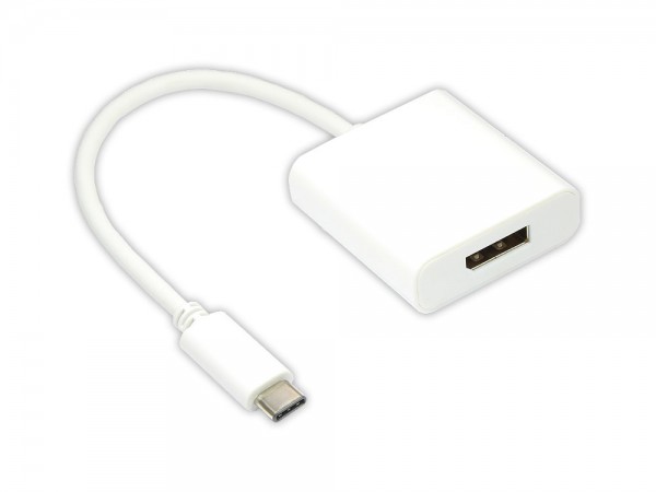 Adapter USB 3.1 C Stecker an Displayport Buchse, weiß, Länge: 14 cm, Good Connections
