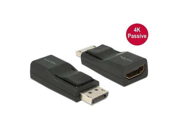 Adapter DisplayPort 1.2 Stecker an HDMI Buchse 4K Passiv, schwarz, Delock® [65685]