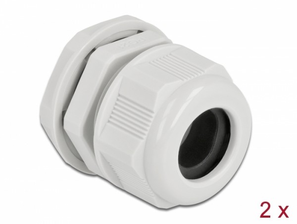 Kabelverschraubung PG21 für Rundkabel grau 2 Stück, Delock® [60368]