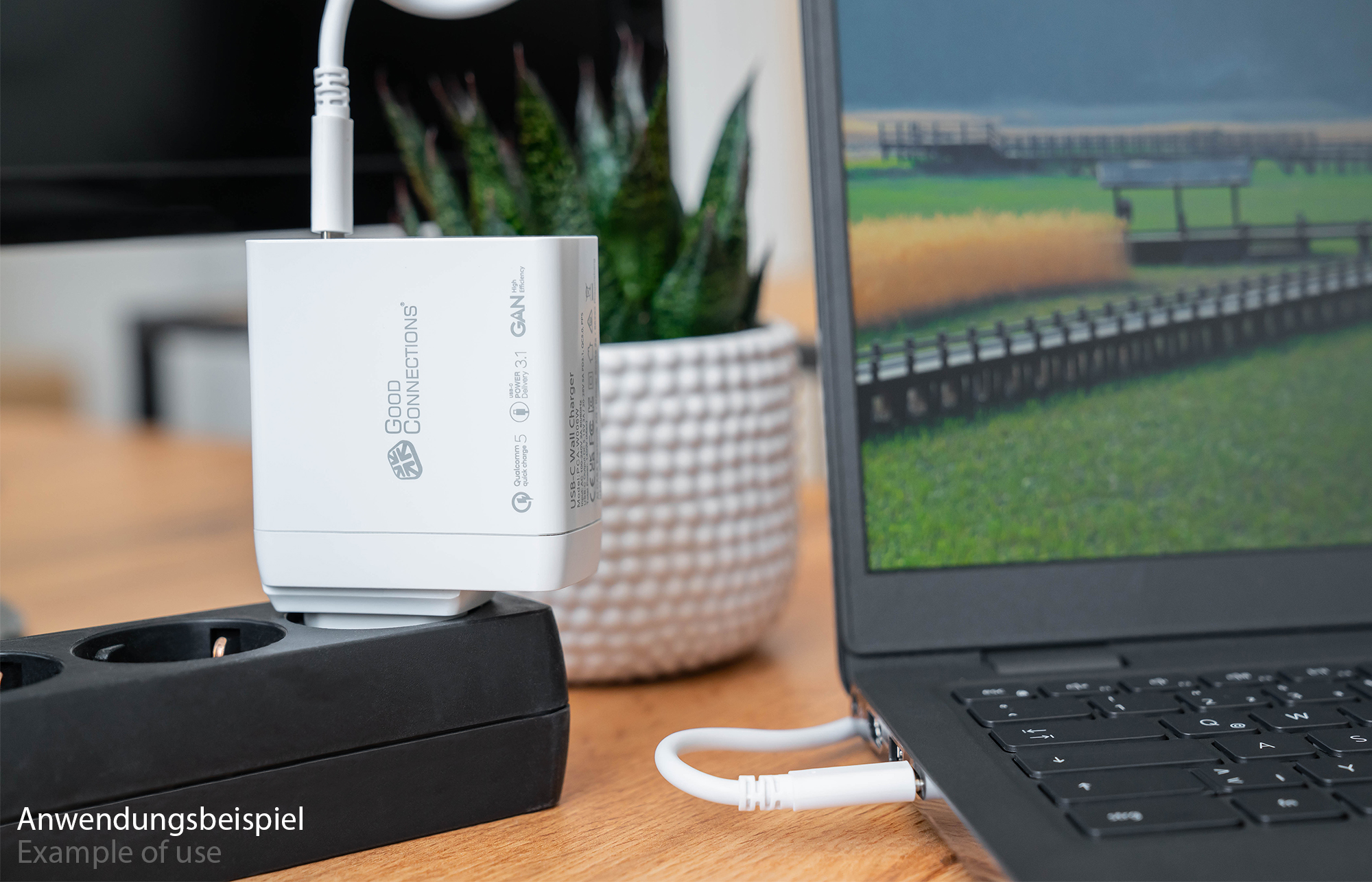 GOOD CONNECTIONS USB-Schnellladegerät 90W mit GaN-Technologie, 3-Port (2x  USB-C™ und 1x USB-A), PD 3.0, QC 4+, weiß Schnellladegerät Apple , Huawei,  Samsung uvm., Weiß