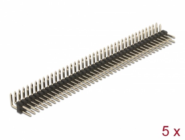 Stiftleiste 40 Pin, Rastermaß 2,54 mm, 2-reihig, gewinkelt, 5 Stück, Delock® [66703]