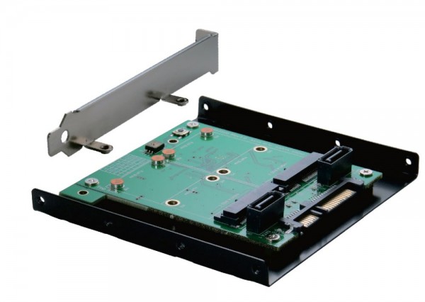 SATA3 zu mSATA SSD + zwei SATA2 Ports, RAID 0/1 Controller mit 3.5" Einbaurahmen, Exsys® [EX-3684]