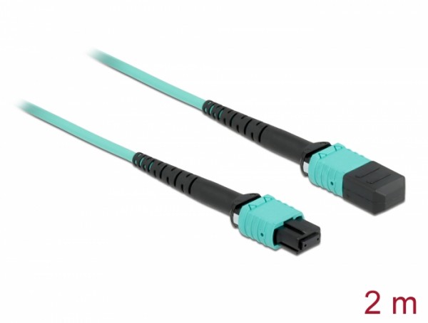 LWL Kabel MPO Buchse zu MPO Buchse 12 Fasern, Polarität A, Multimode OM4, 50/125 µm, 2 m, Delock® [86956]