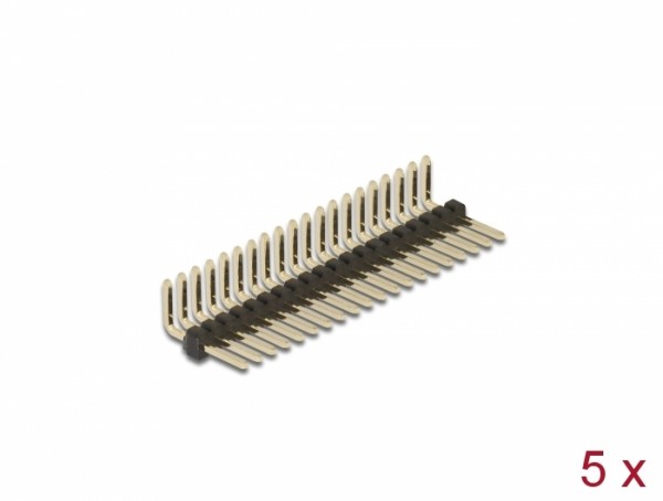 Stiftleiste 20 Pin, Rastermaß 1,27 mm, 1-reihig, gewinkelt, 5 Stück, Delock® [66690]