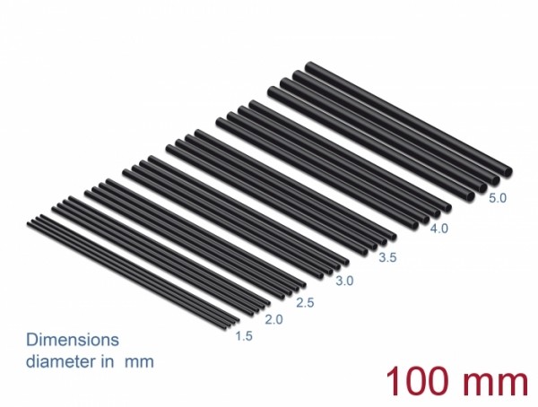 Schrumpfschlauch Sortiment 100 mm 28 Stück schwarz, Delock® [18987]