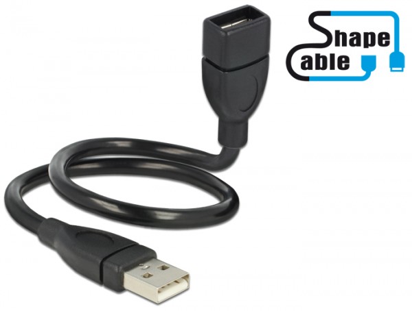 Kabel USB 2.0-A Stecker an USB 2.0-A Buchse ShapeCable 0,35m, Delock® [83498]