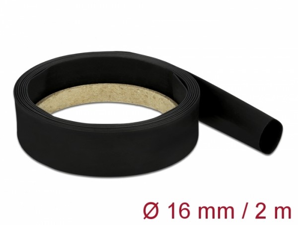 Schrumpfschlauch 2 m x 16 mm Schrumpfungsrate 4:1 schwarz, Delock® [20668]