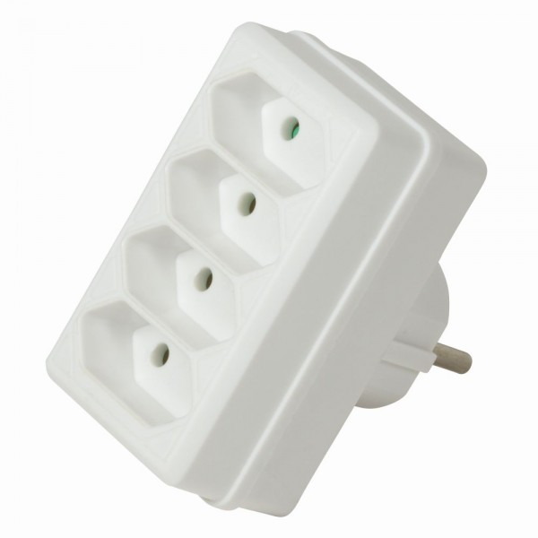 Steckdosenadapter, 4x Euro, 2300W/250V, Weiß, LogiLink® [LPS220]