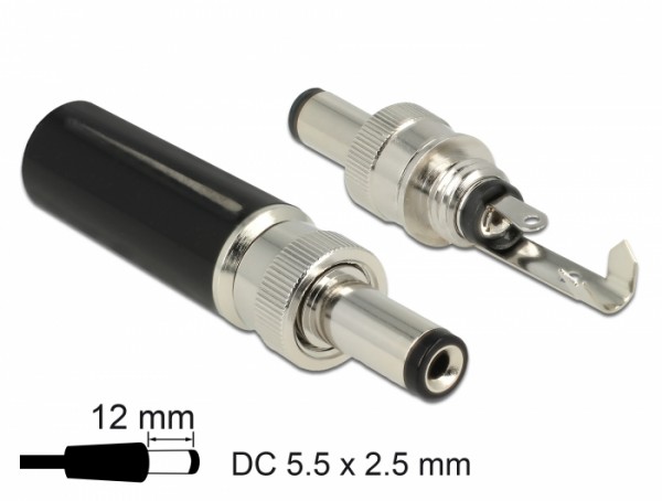 Steckverbinder DC 5,5 x 2,5 mm mit Länge 12,0 mm Hohlstecker, Delock® [89916]