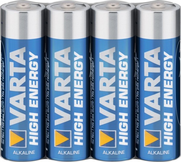 Varta® Batterie, High Energy (Alkaline), LR6 (AA), 1,5V, 4er Pack in Folie