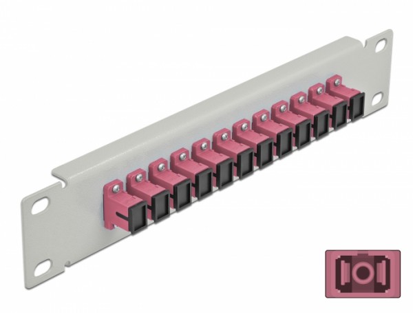 10? LWL Patchpanel 12 Port SC Simplex violett 1 HE grau, Delock® [66785]