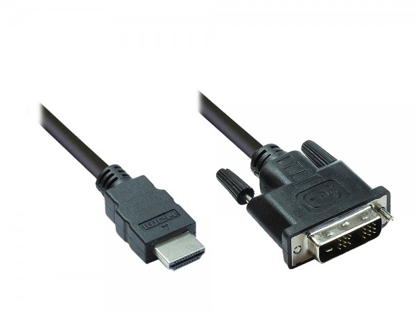 HDMI 19pol Stecker auf DVI-D 18+1 Stecker Anschlusskabel 15m, Good Connections®