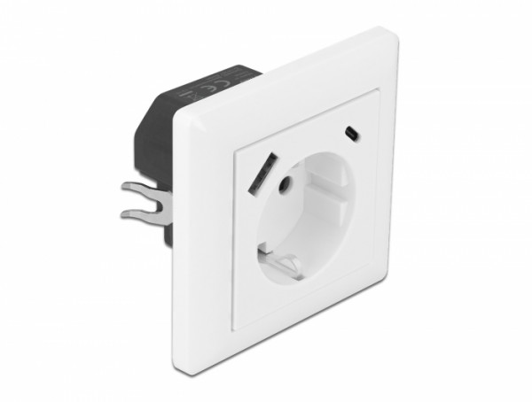 Einbausteckdose mit 2 USB Ladeports 3,4 A, 1 x USB Typ-A und 1 x USB Type-C™, Delock® [11489]