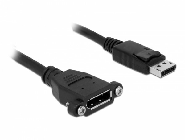Kabel DisplayPort 1.2 Stecker an DisplayPort Buchse an Einbau, 4K 60Hz, schwarz, 1m, Delock® [85114]