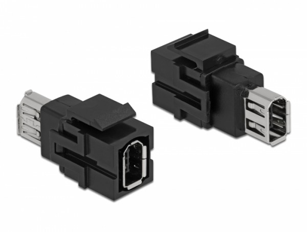 Keystone Modul FireWire 6 Pin Buchse zu FireWire 6 Pin Buchse schwarz, Delock® [86852]