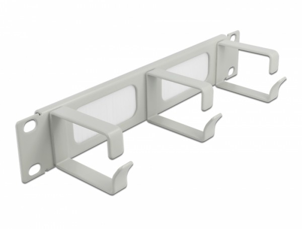 10" Kabelmanagement Bürstenleiste mit 3 Bügeln 1 HE grau, Delock® [66541]