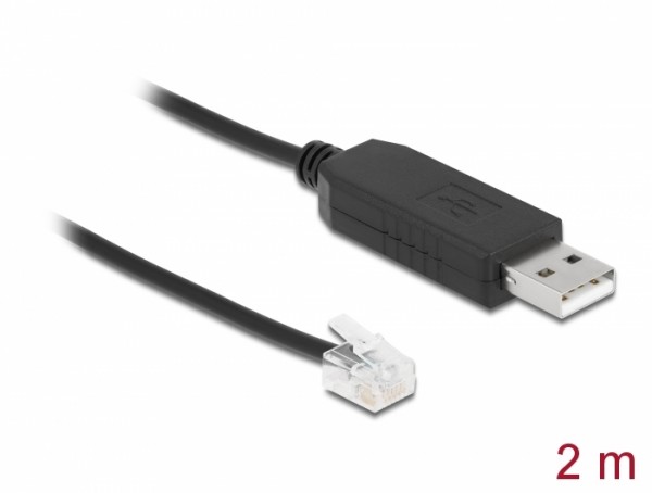 Adapterkabel USB Typ-A zu Seriell RS-232 RJ12 mit ESD Schutz APC 2 m, Delock® [66736]